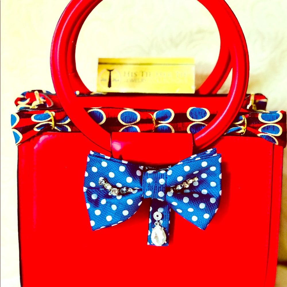 Tie One On! Red Purse with 2 sides to every story!